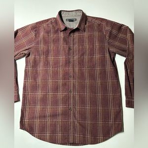 Exofficio men’s long sleeve‎ ribbed flannel shirt, size large button up
